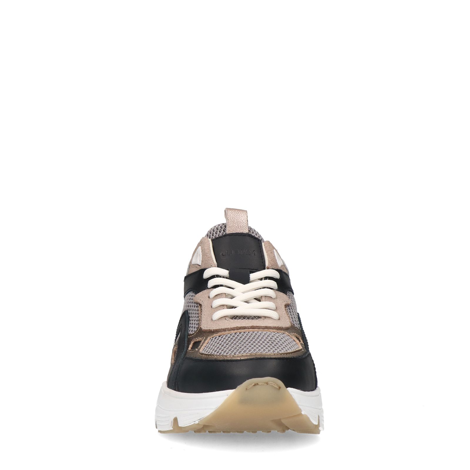 Zwarte leren sneakers met mesh details