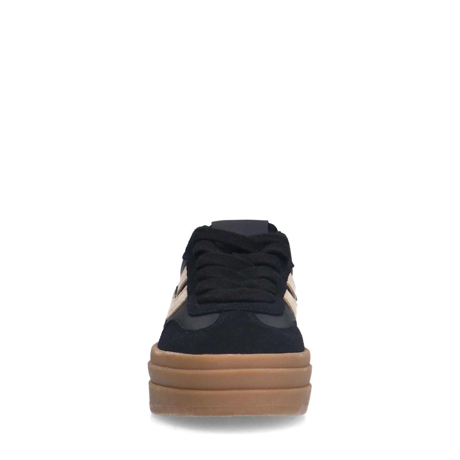 Schwarze Ledersneaker mit Veloursleder-Details