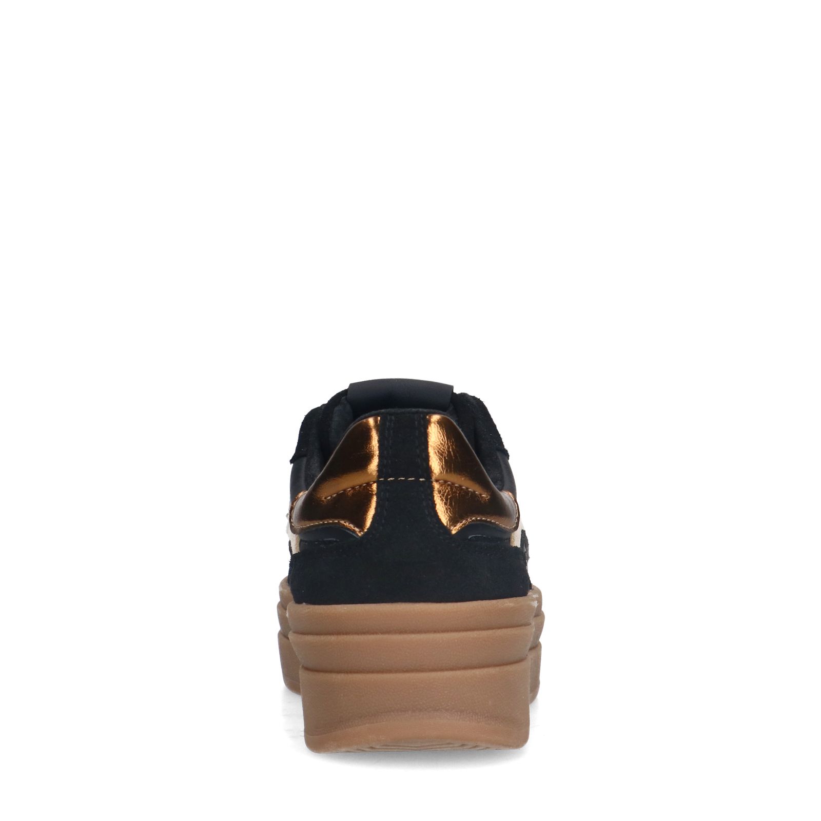 Schwarze Ledersneaker mit Veloursleder-Details