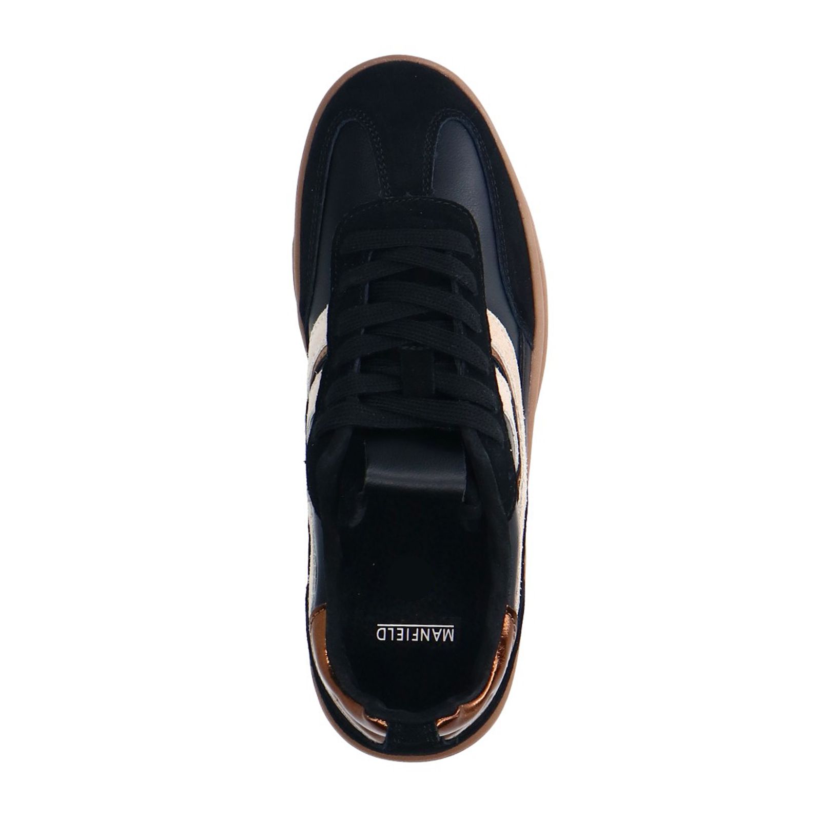 Schwarze Ledersneaker mit Veloursleder-Details