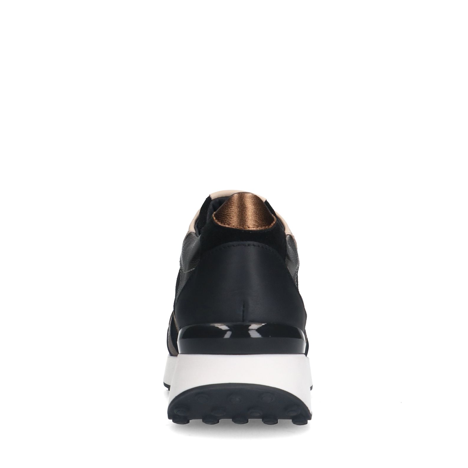 Schwarze Ledersneaker mit bronzefarbenen Details