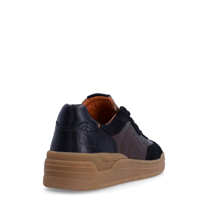 Zwarte suède sneakers met bronzen details