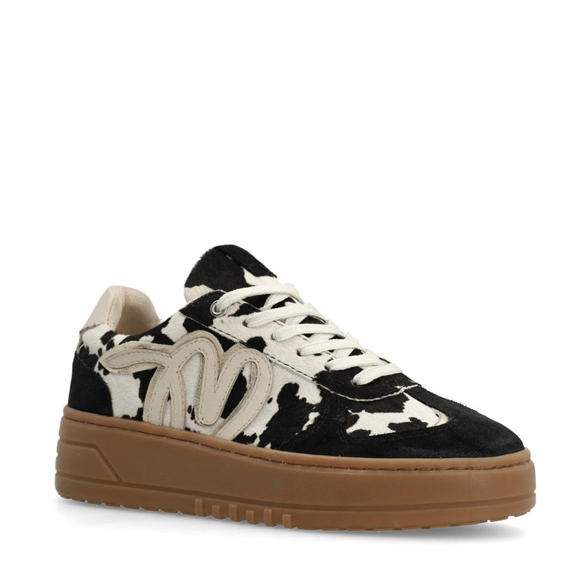 Zwarte suède cow print sneakers
