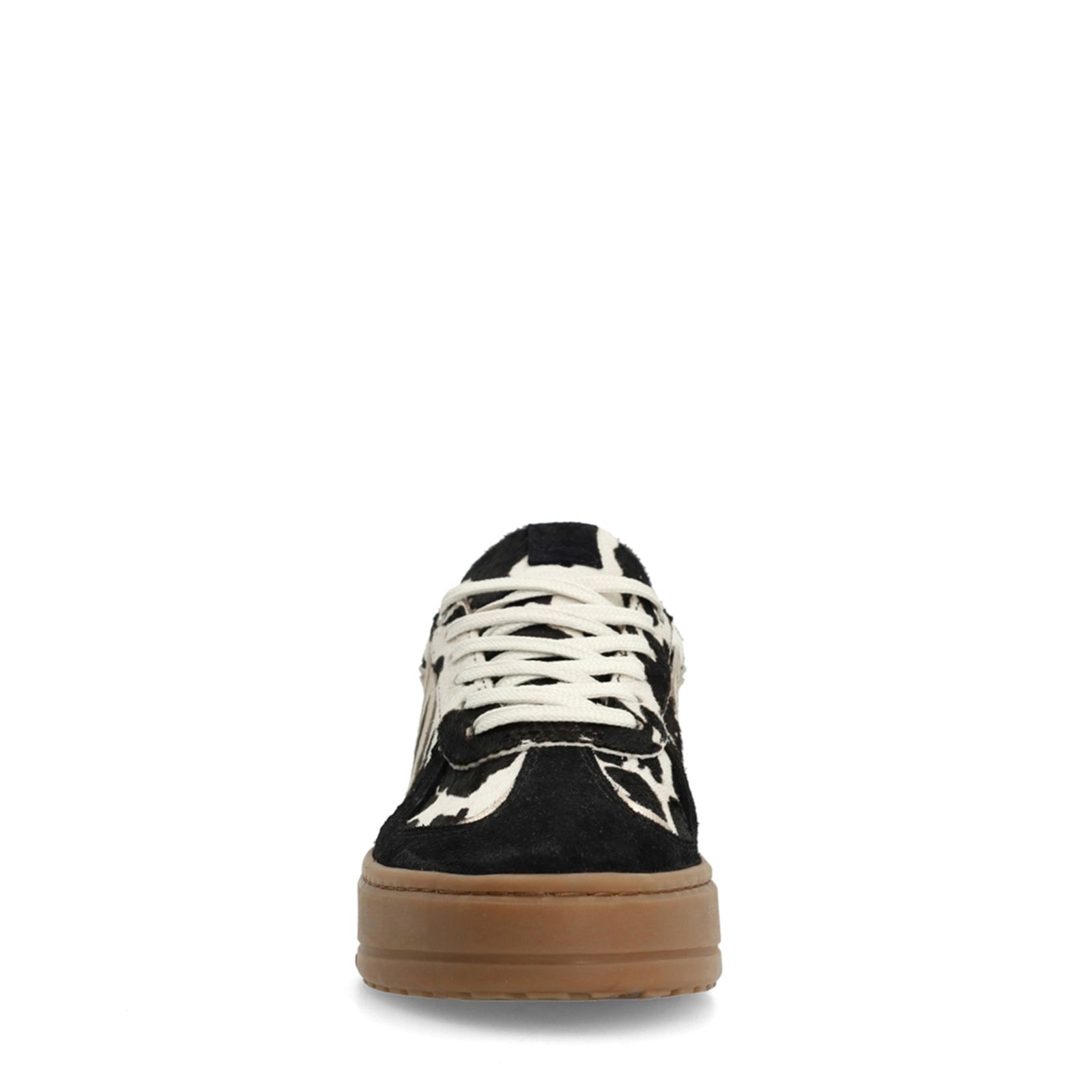 Zwarte cow print sneakers met pony hair