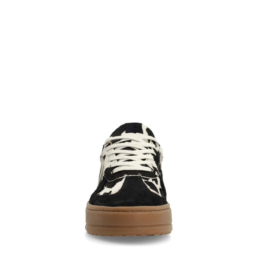 Zwarte suède cow print sneakers