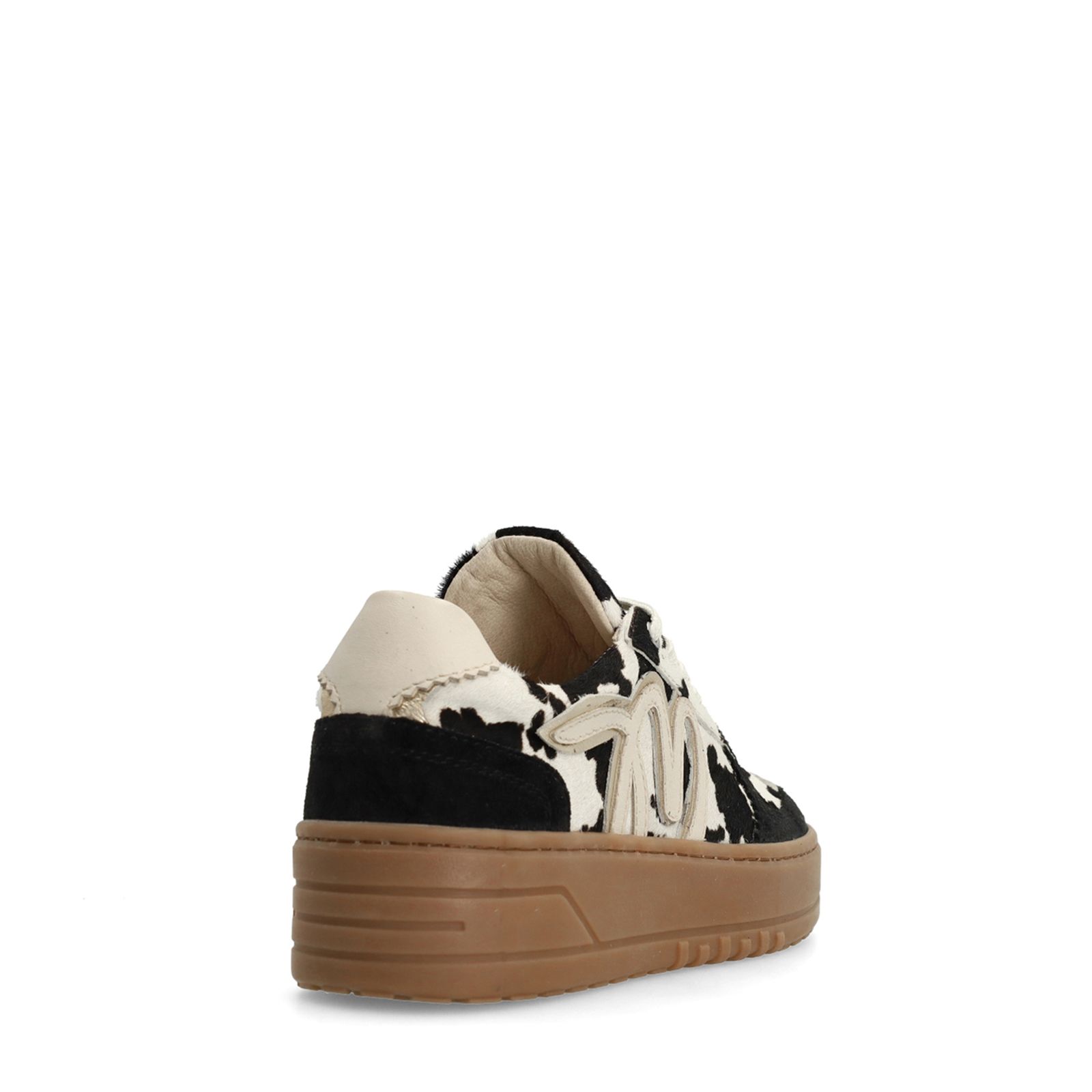 Zwarte cow print sneakers met pony hair