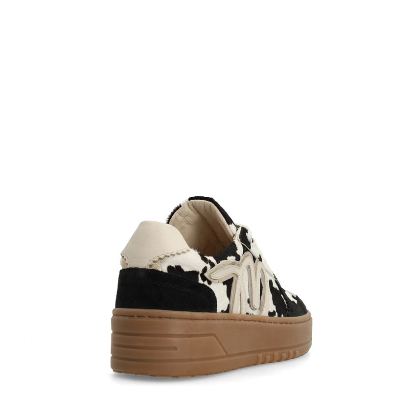 Zwarte suède cow print sneakers