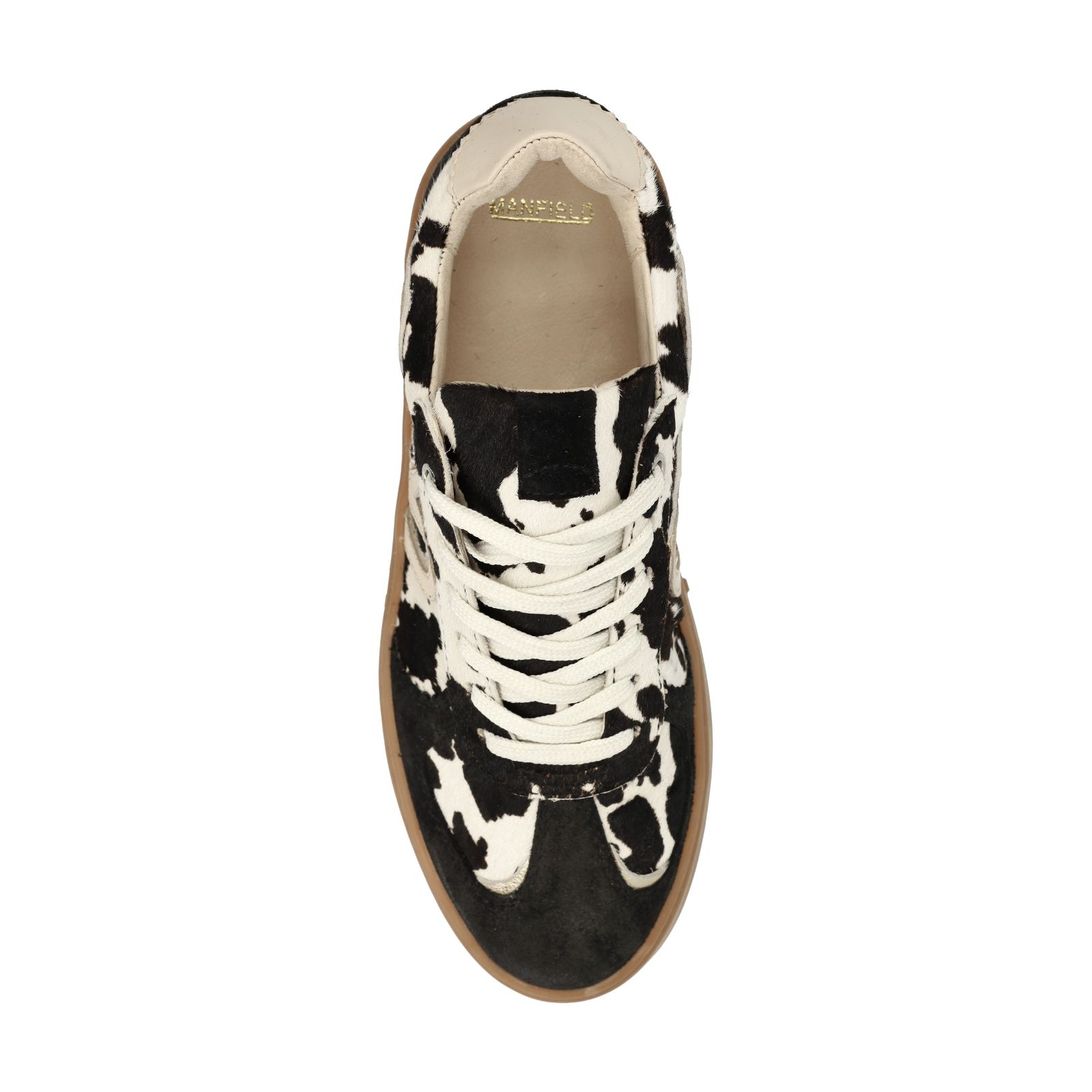 Zwarte cow print sneakers met pony hair
