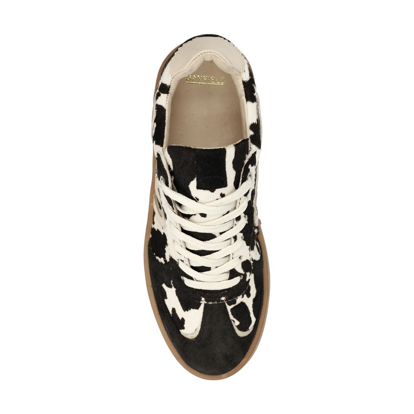 Zwarte suède cow print sneakers