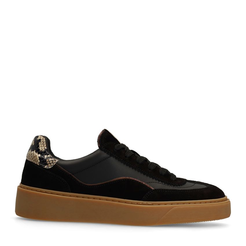 Schwarze Sneaker mit Schlangenmuster-Details