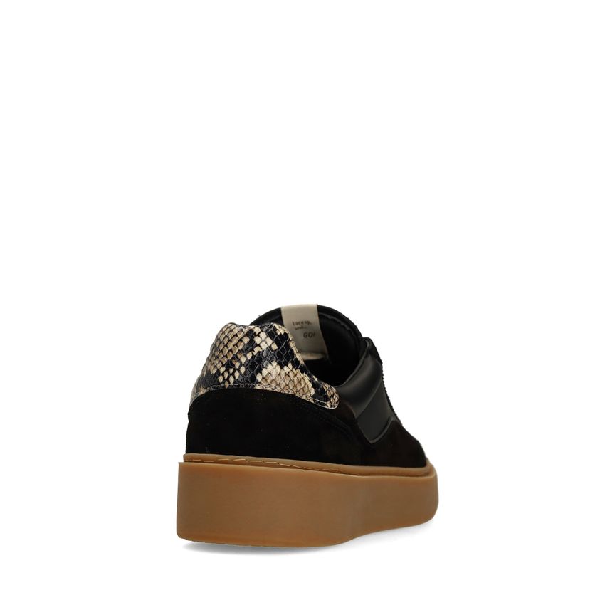 Schwarze Sneaker mit Schlangenmuster-Details
