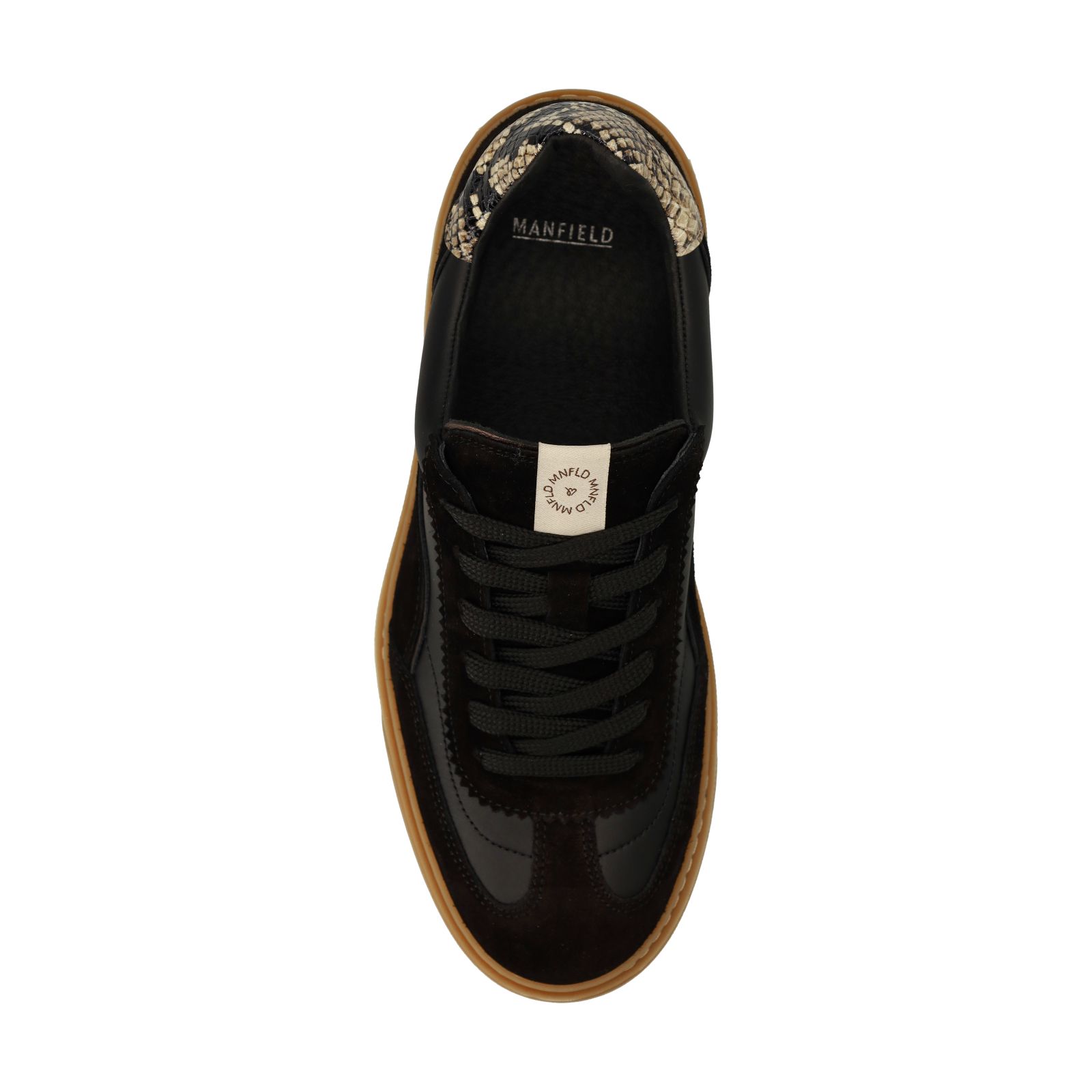 Zwarte leren sneakers met snake detail