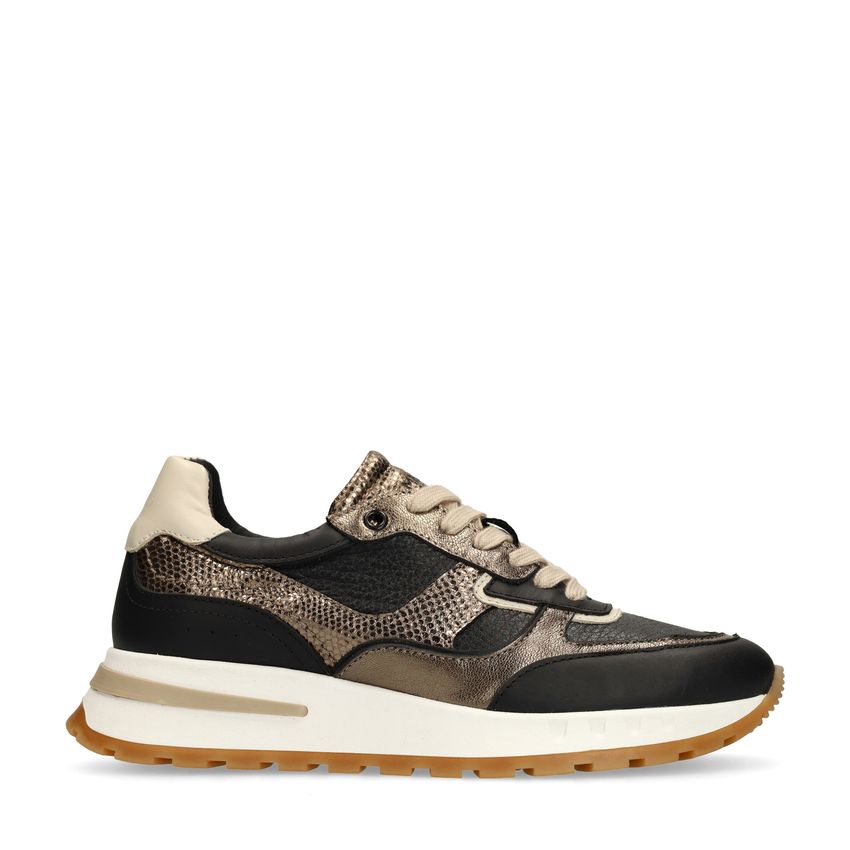 Zwarte leren sneakers met metallic details