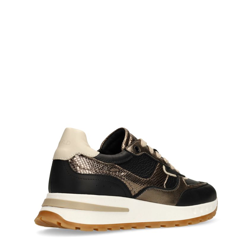 Zwarte leren sneakers met metallic details