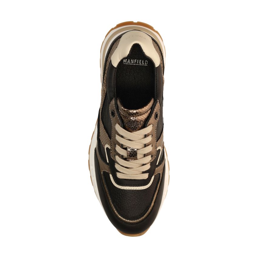 Zwarte leren sneakers met metallic details