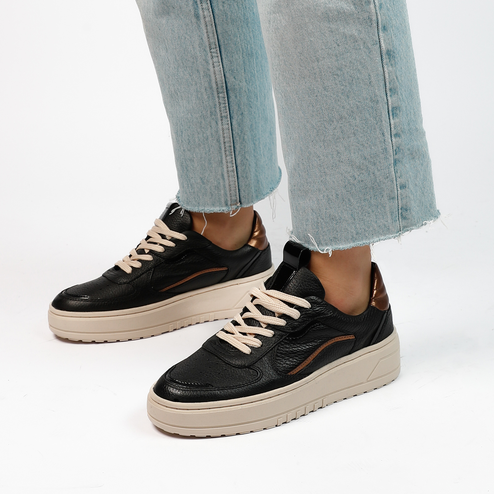 Sneakers zwart leer sale