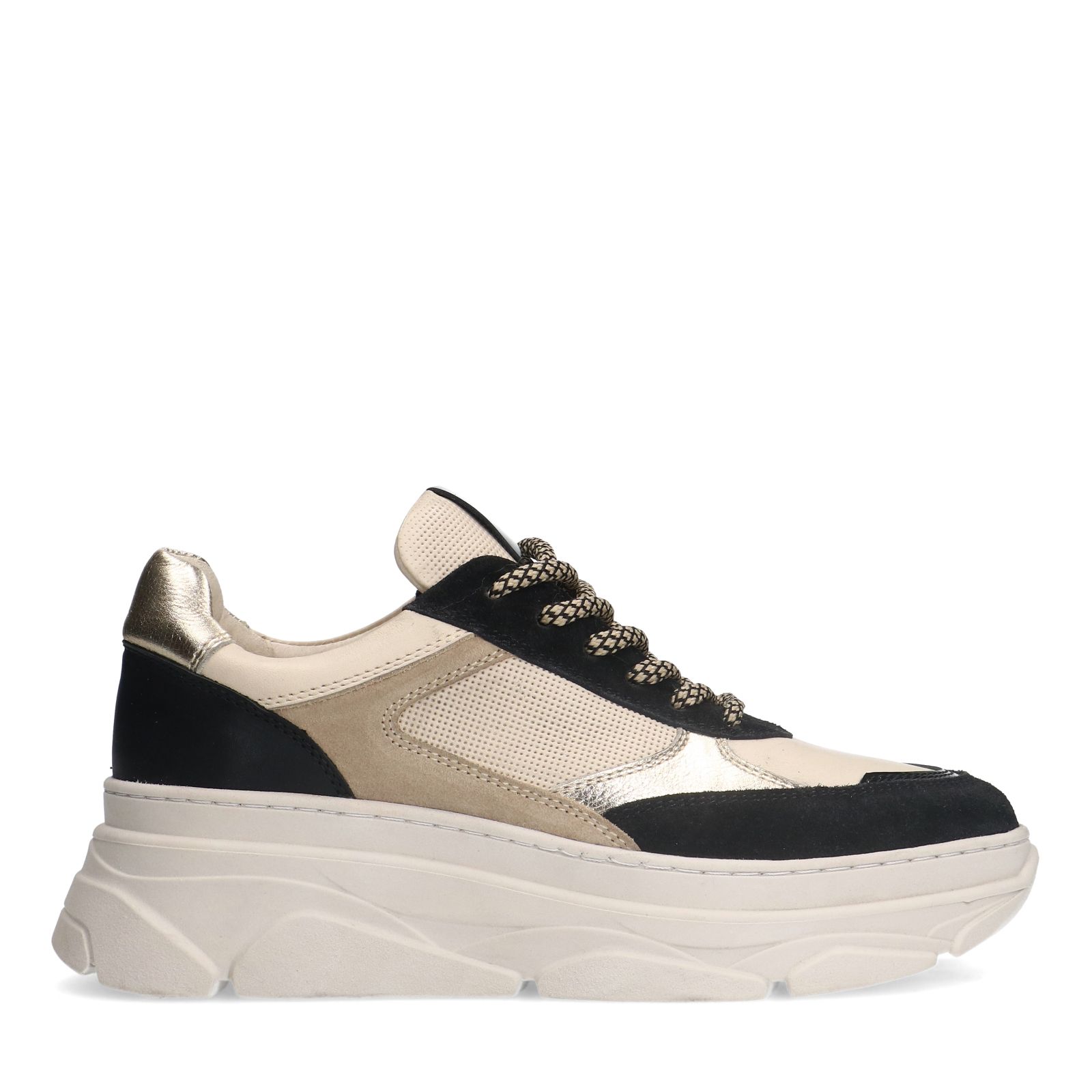 Zwarte leren sneakers met suède details