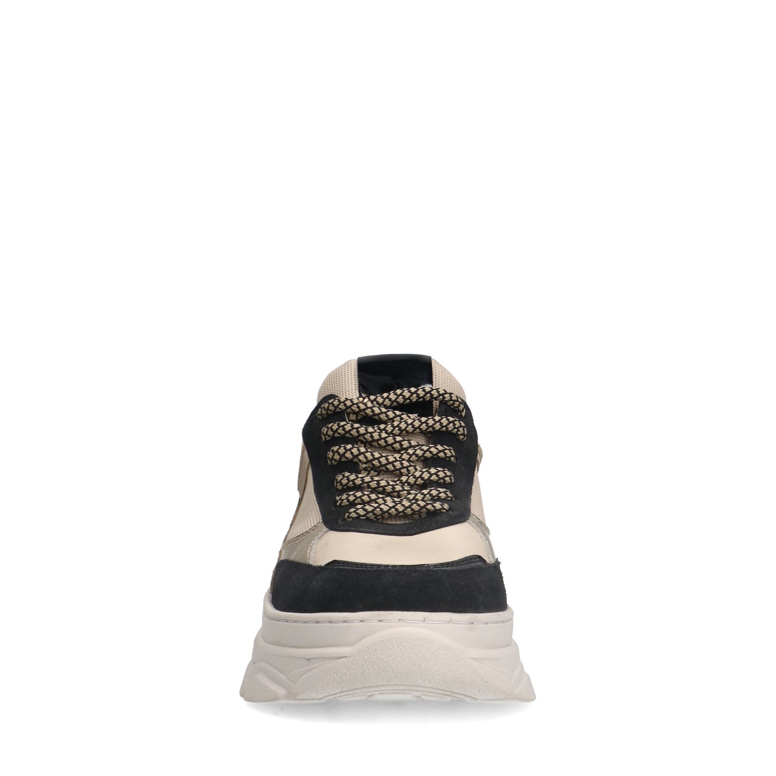Zwarte leren sneakers met suède details