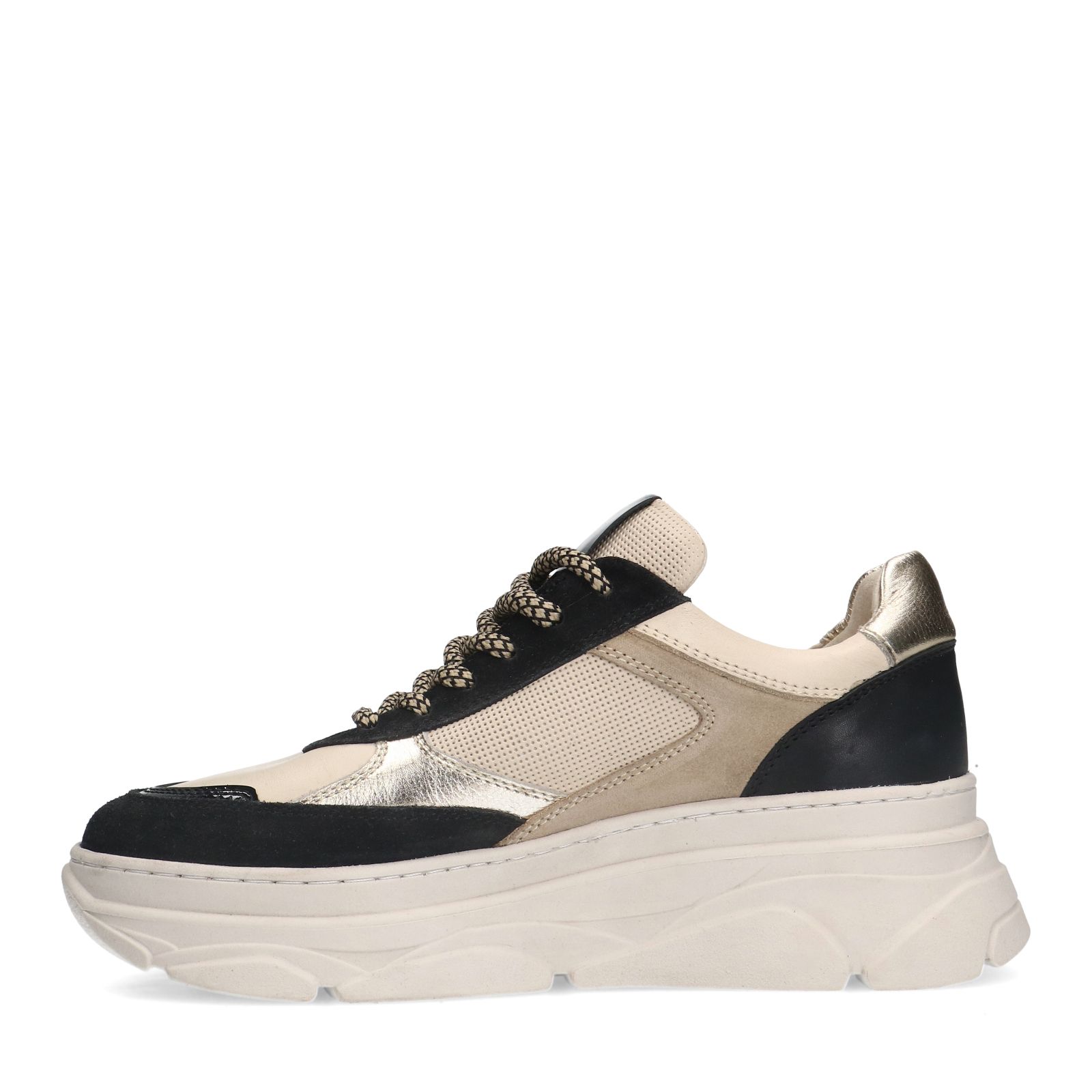 Schwarze Ledersneaker mit Veloursleder-Details
