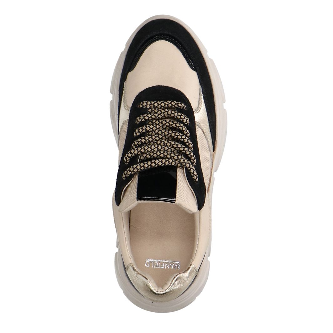 Zwarte leren sneakers met suède details