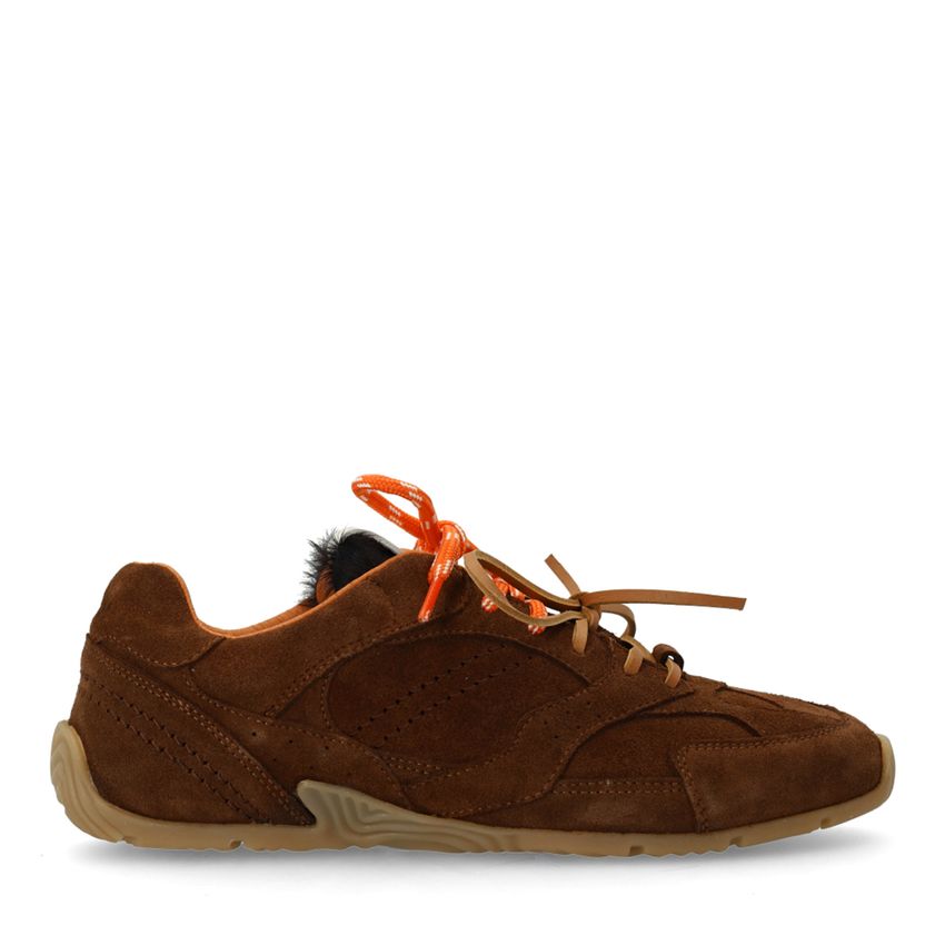 Manfield X Isabelle - Bruine suède sneakers met dubbele veters