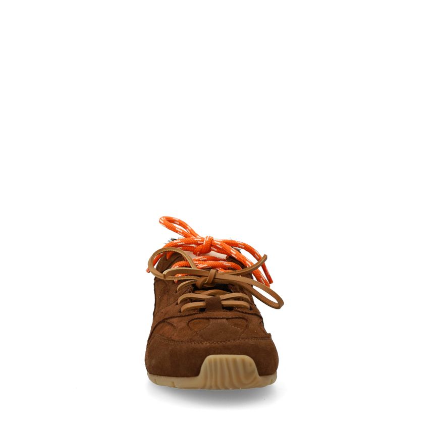 Manfield X Isabelle - Bruine suède sneakers met dubbele veters