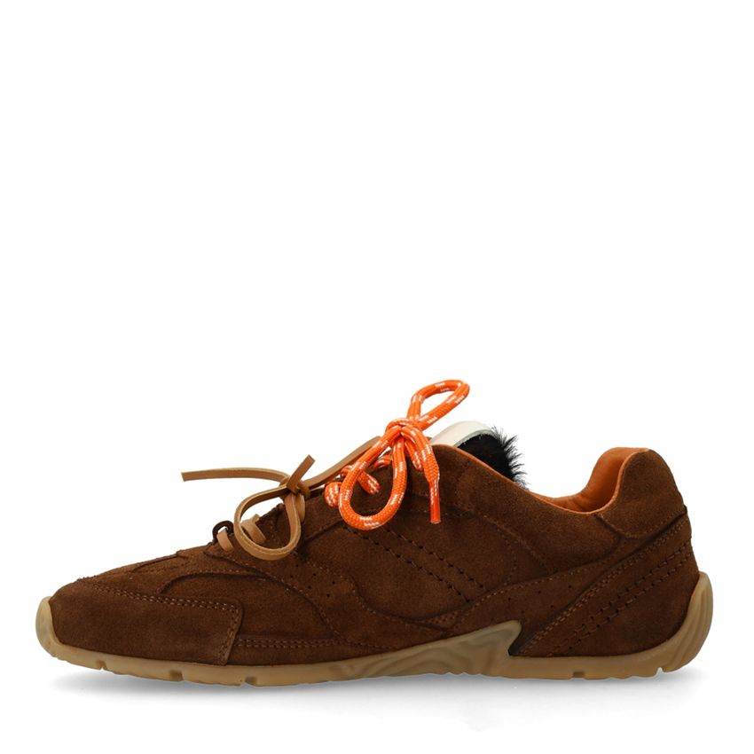Manfield X Isabelle - Bruine suède sneakers met dubbele veters