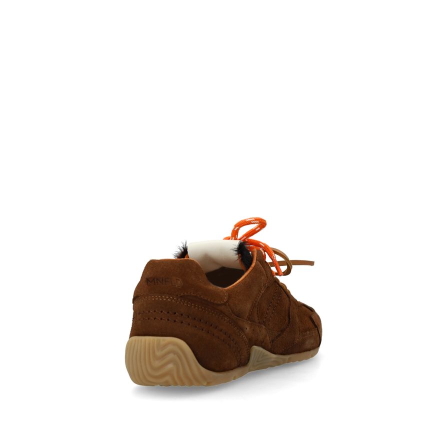 Manfield X Isabelle - Bruine suède sneakers met dubbele veters