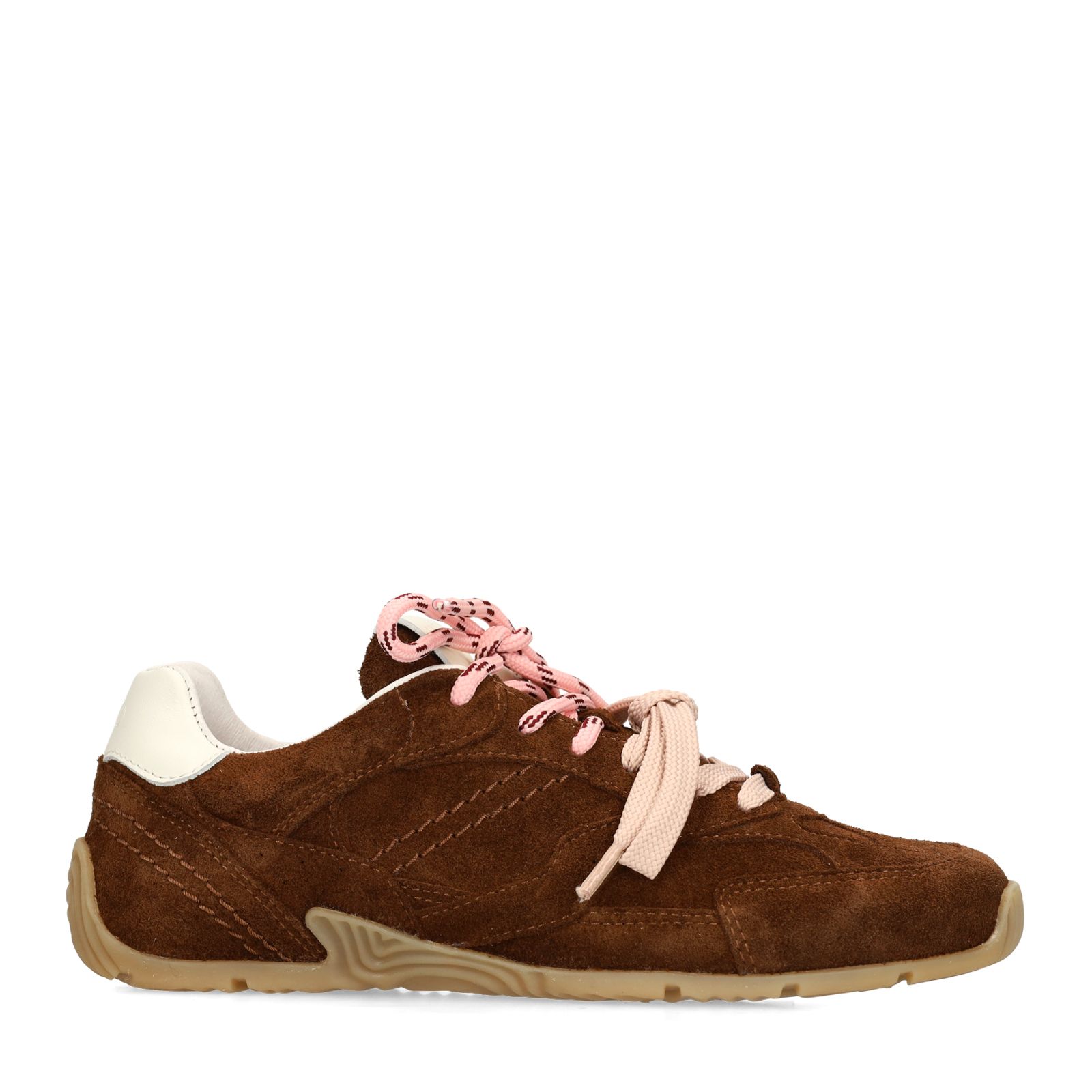 Braune Veloursleder-Sneaker mit zwei Schnürungen