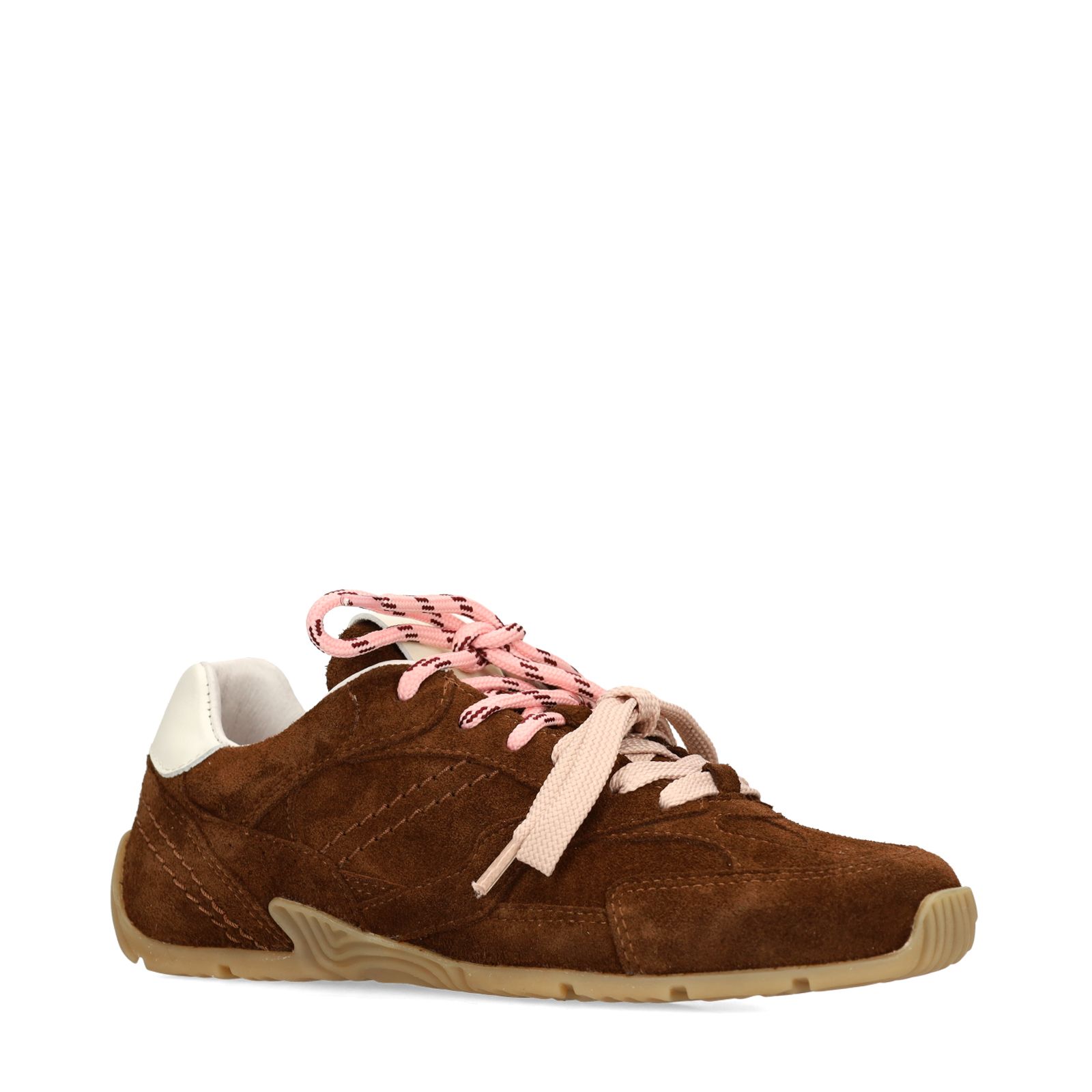 Braune Veloursleder-Sneaker mit zwei Schnürungen