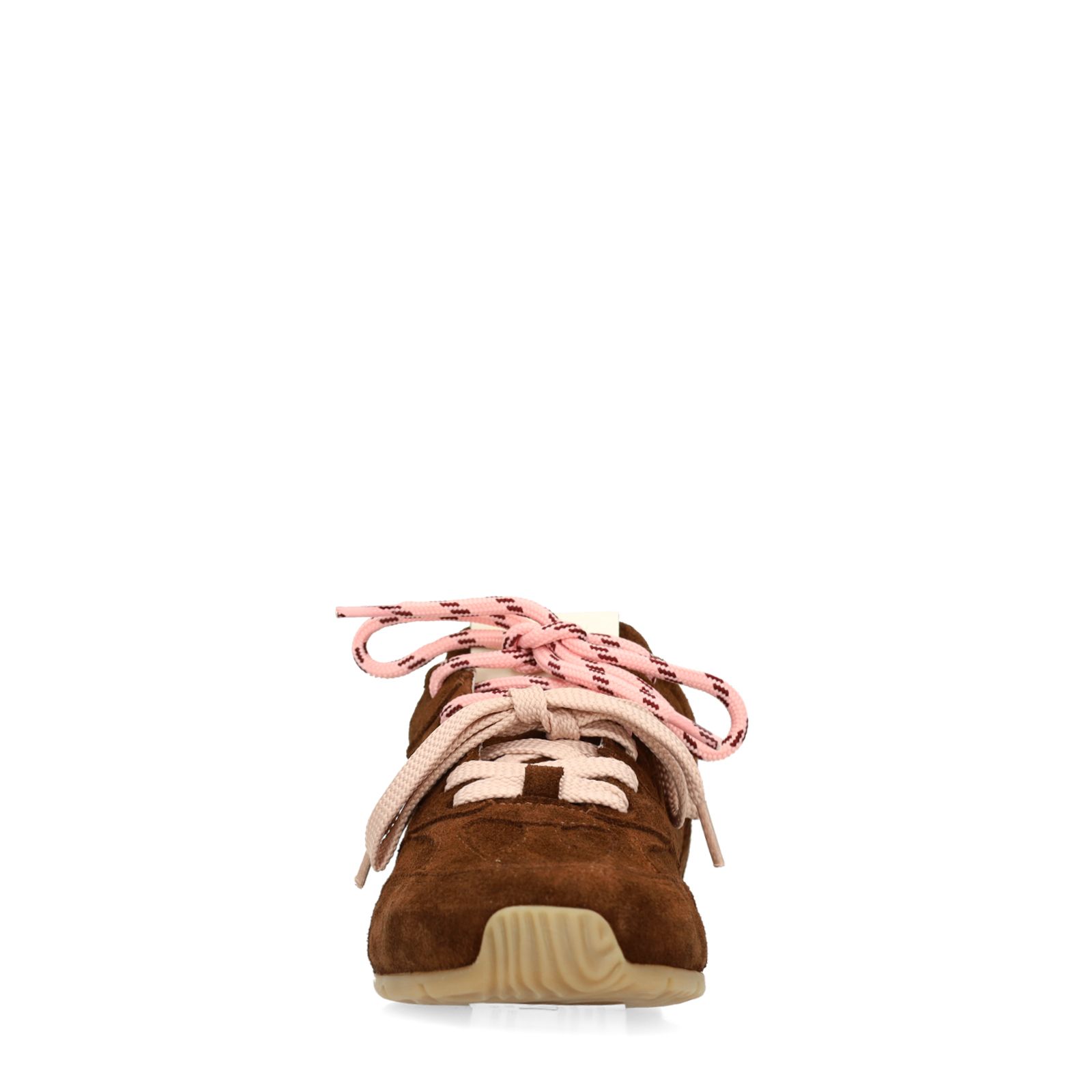 Braune Veloursleder-Sneaker mit zwei Schnürungen
