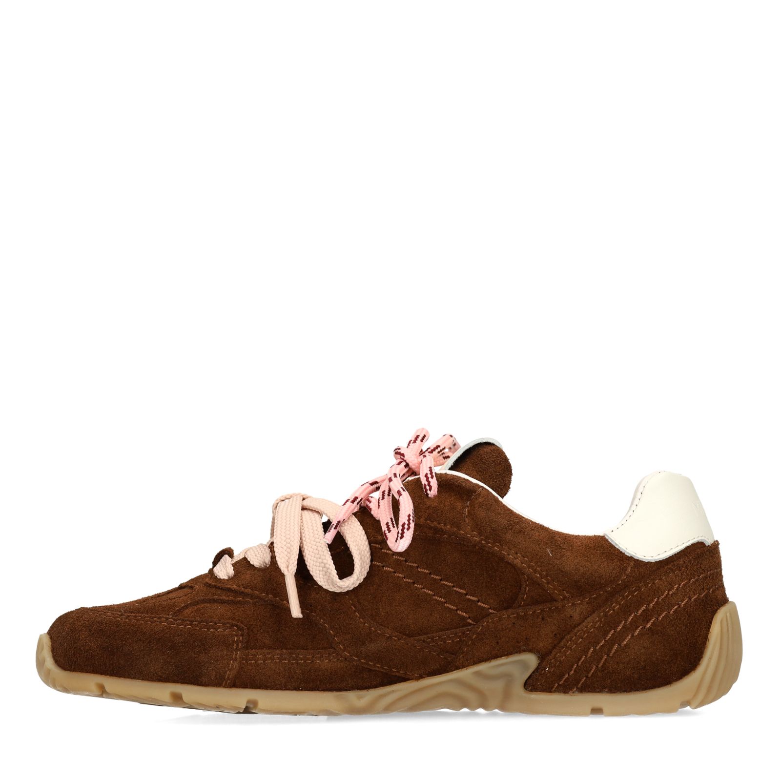 Braune Veloursleder-Sneaker mit zwei Schnürungen