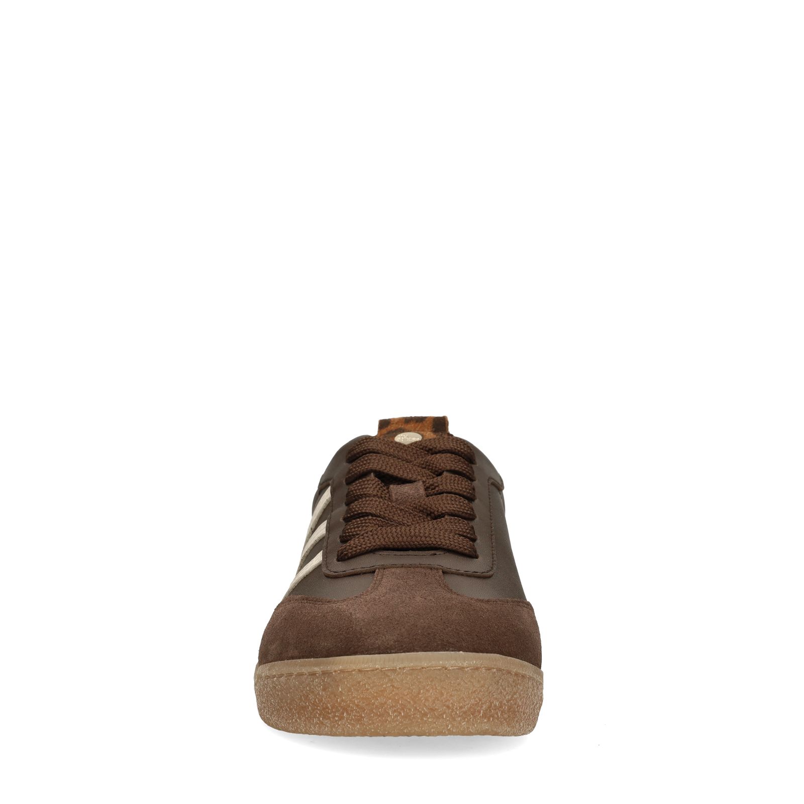 Dunkelbraune Ledersneaker mit Veloursleder-Details