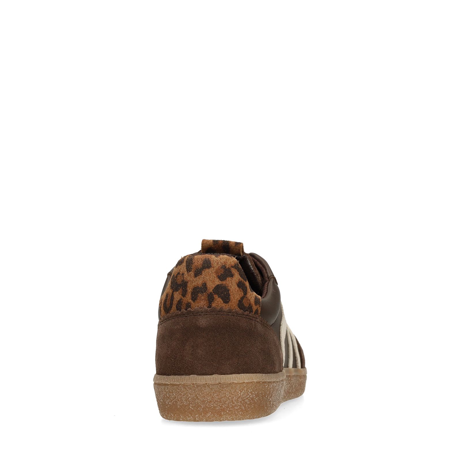 Dunkelbraune Ledersneaker mit Veloursleder-Details