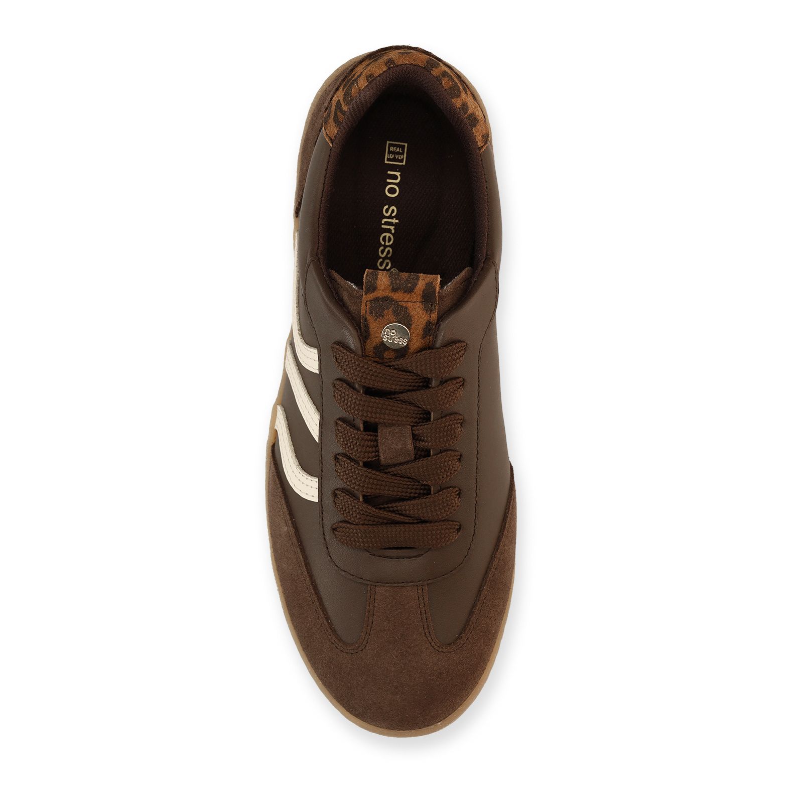 Dunkelbraune Ledersneaker mit Veloursleder-Details