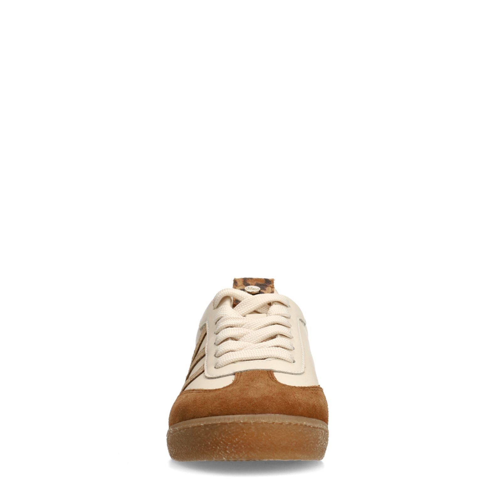 Bruine leren sneakers met beige details