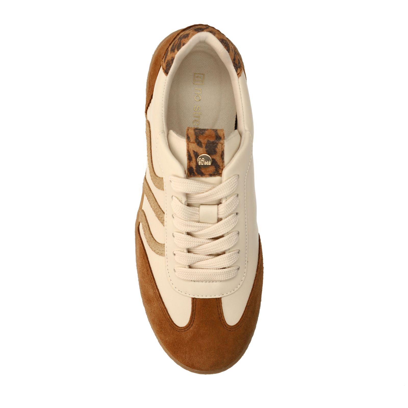 Bruine leren sneakers met beige details