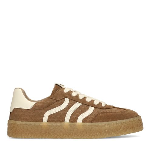 Braune Ledersneaker mit Veloursleder-Details