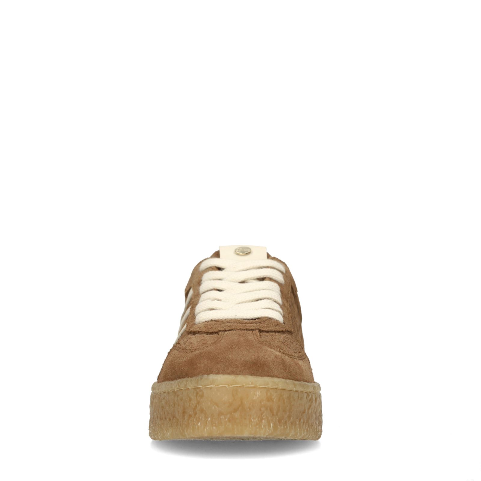 Bruine leren sneakers met suède details