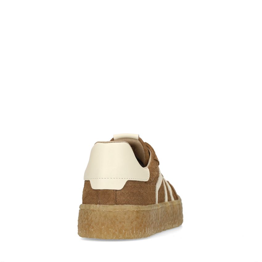 Bruine leren sneakers met suède details