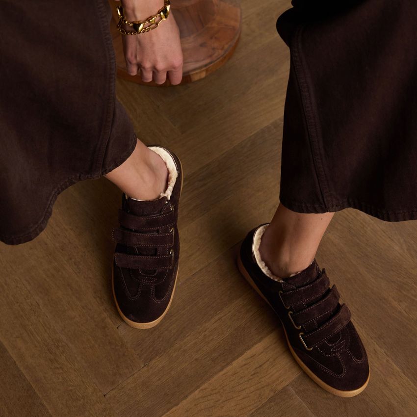 Dunkelbraune Veloursleder-Sneaker
