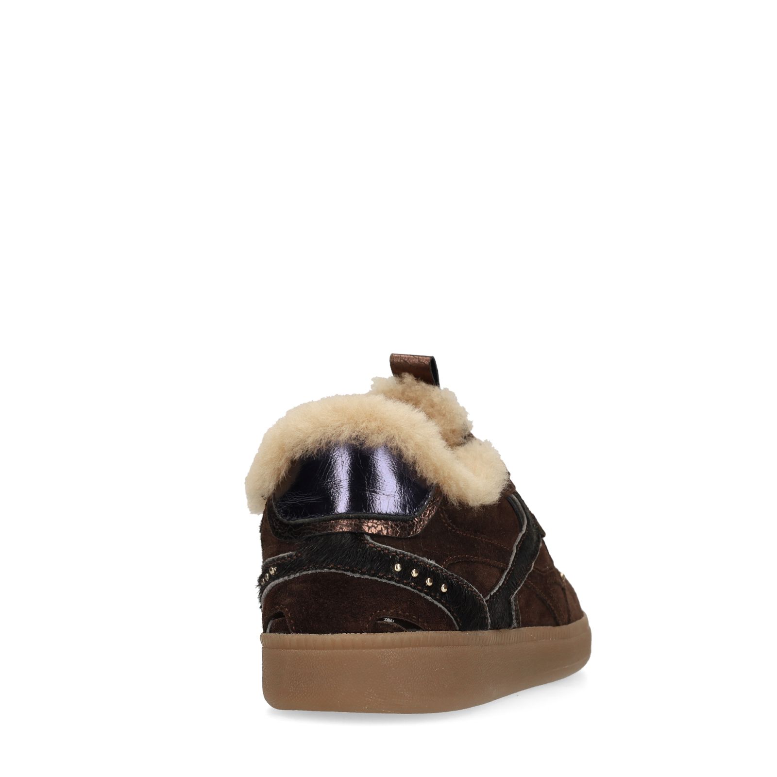 Donkerbruine suède sneakers met bontvoering