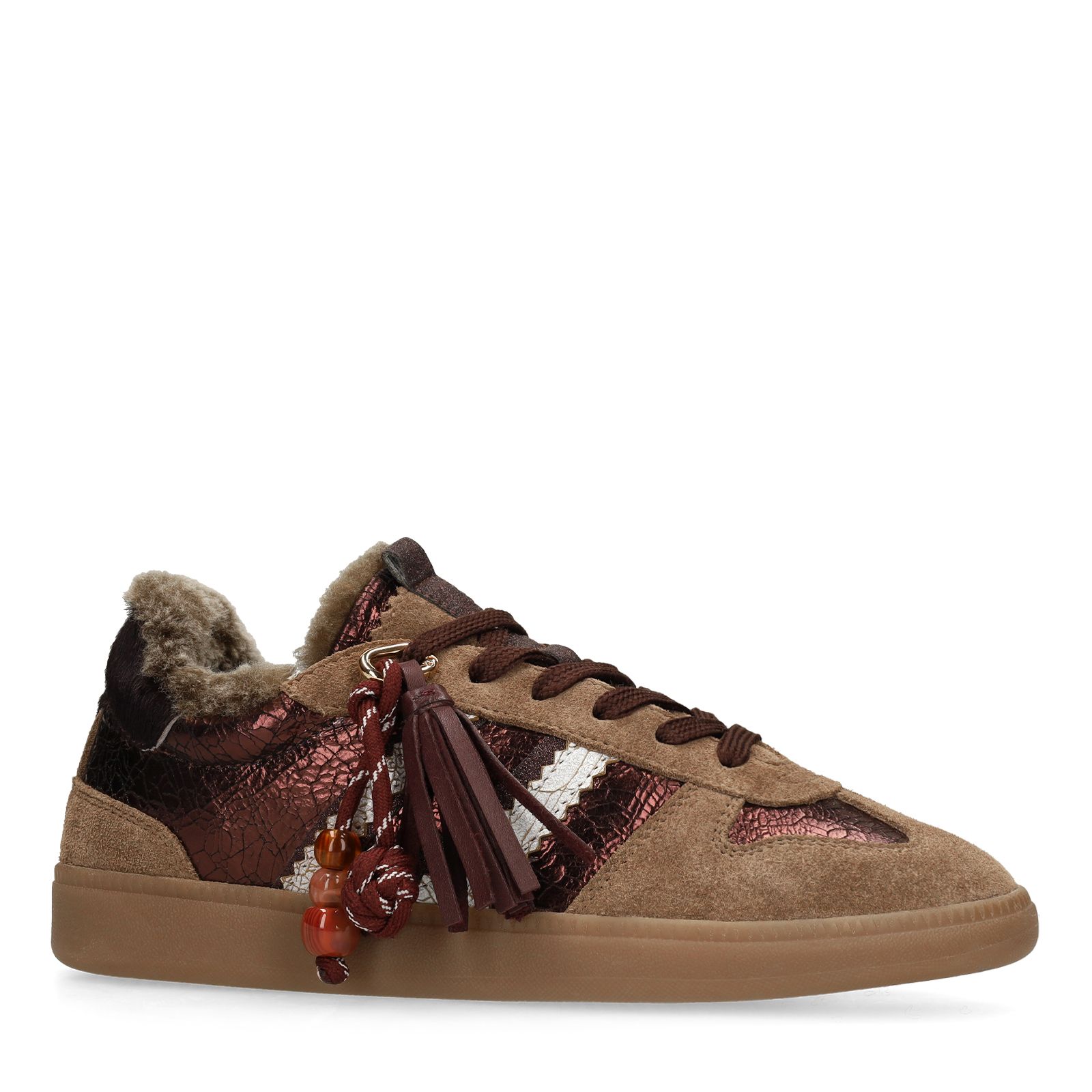 Braune Ledersneaker mit Veloursleder-Details