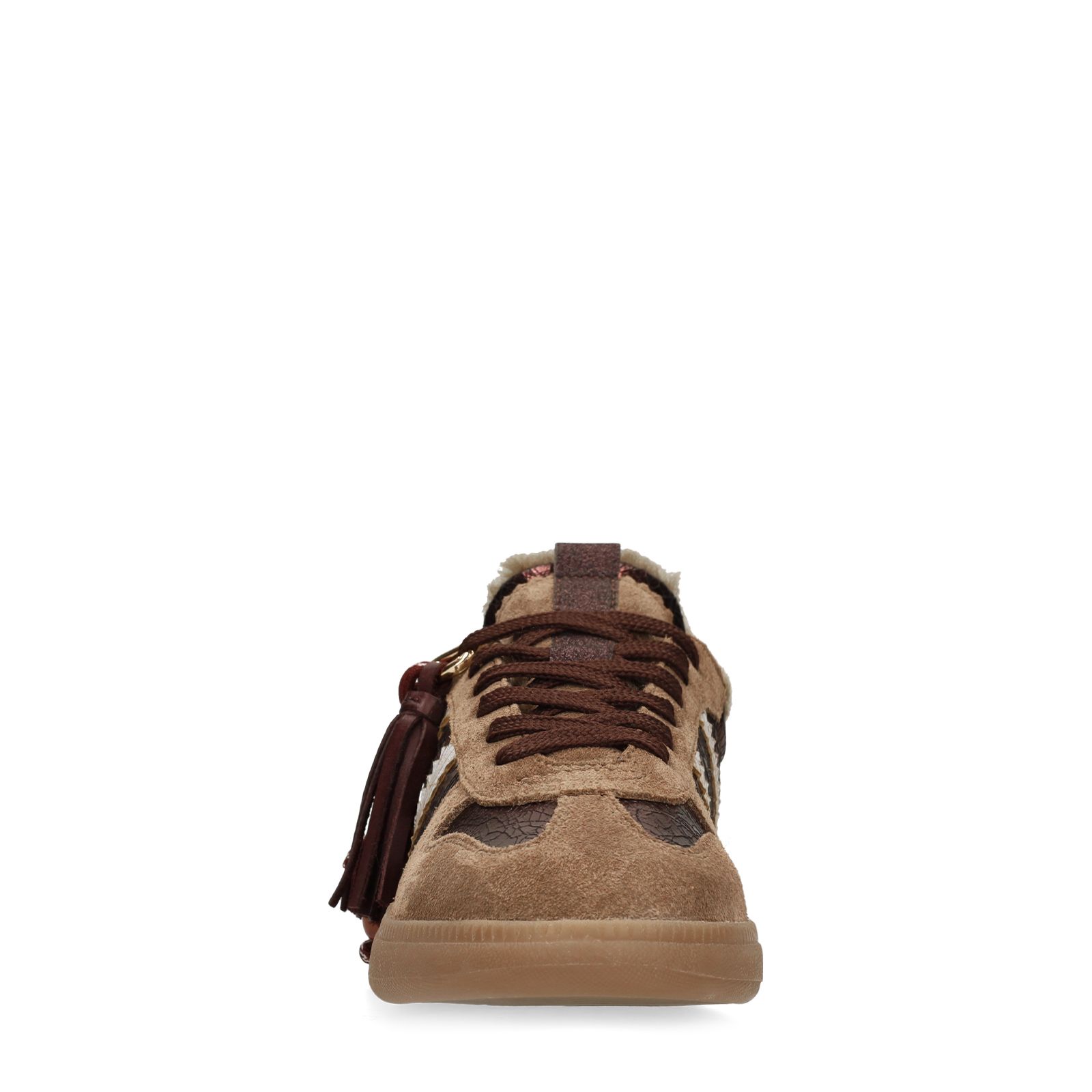 Braune Ledersneaker mit Veloursleder-Details