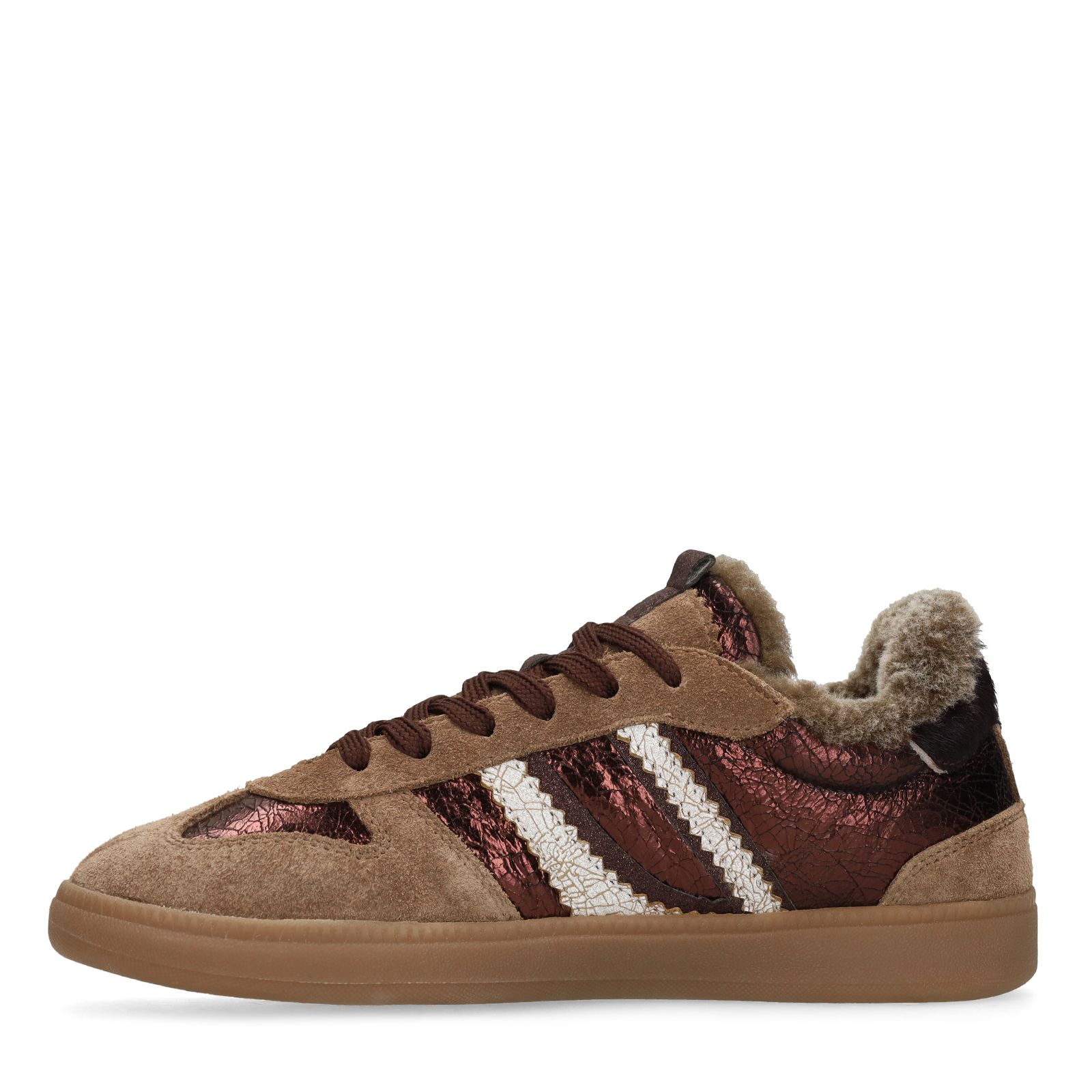 Braune Ledersneaker mit Veloursleder-Details