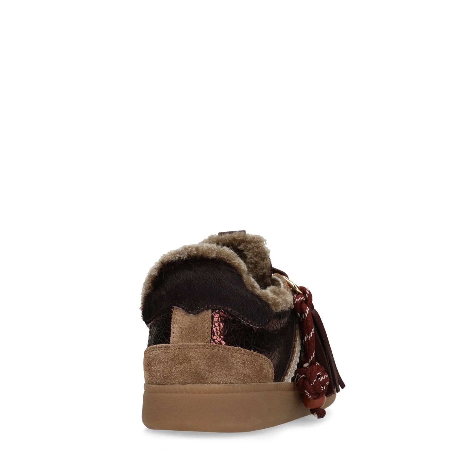 Bruine leren sneakers met suède details