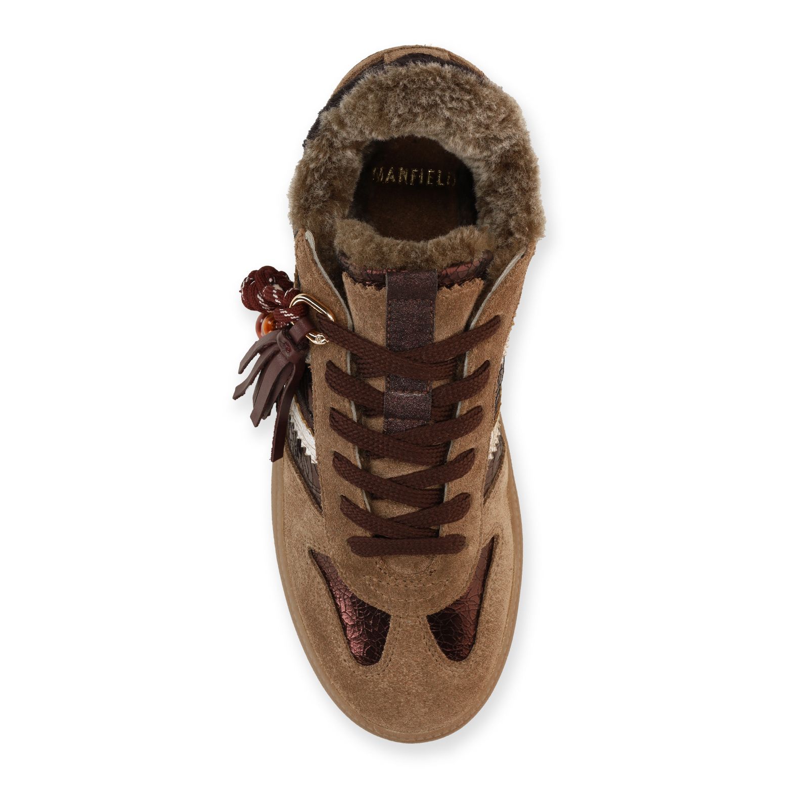 Braune Ledersneaker mit Veloursleder-Details