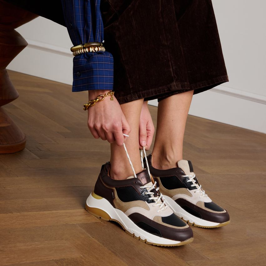 Bruine leren sneakers