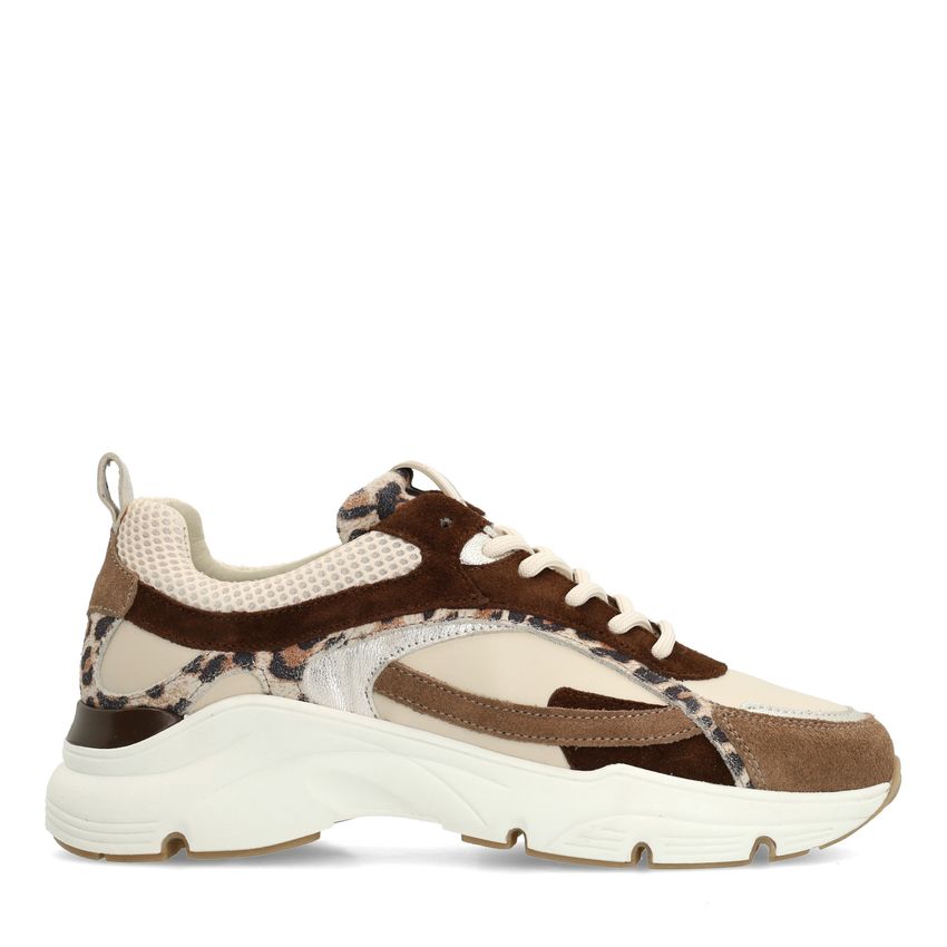 Beigefarbene Veloursleder-Sneaker