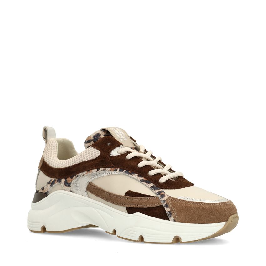 Beigefarbene Veloursleder-Sneaker